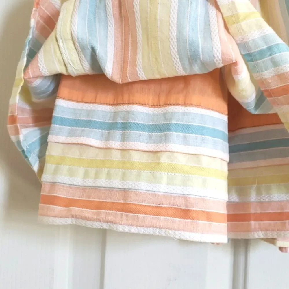 Anthropologie Odille Pastel Stripe Drop Waist Pleated Cotton A-Line Skirt 0 - Picture 9 of 9